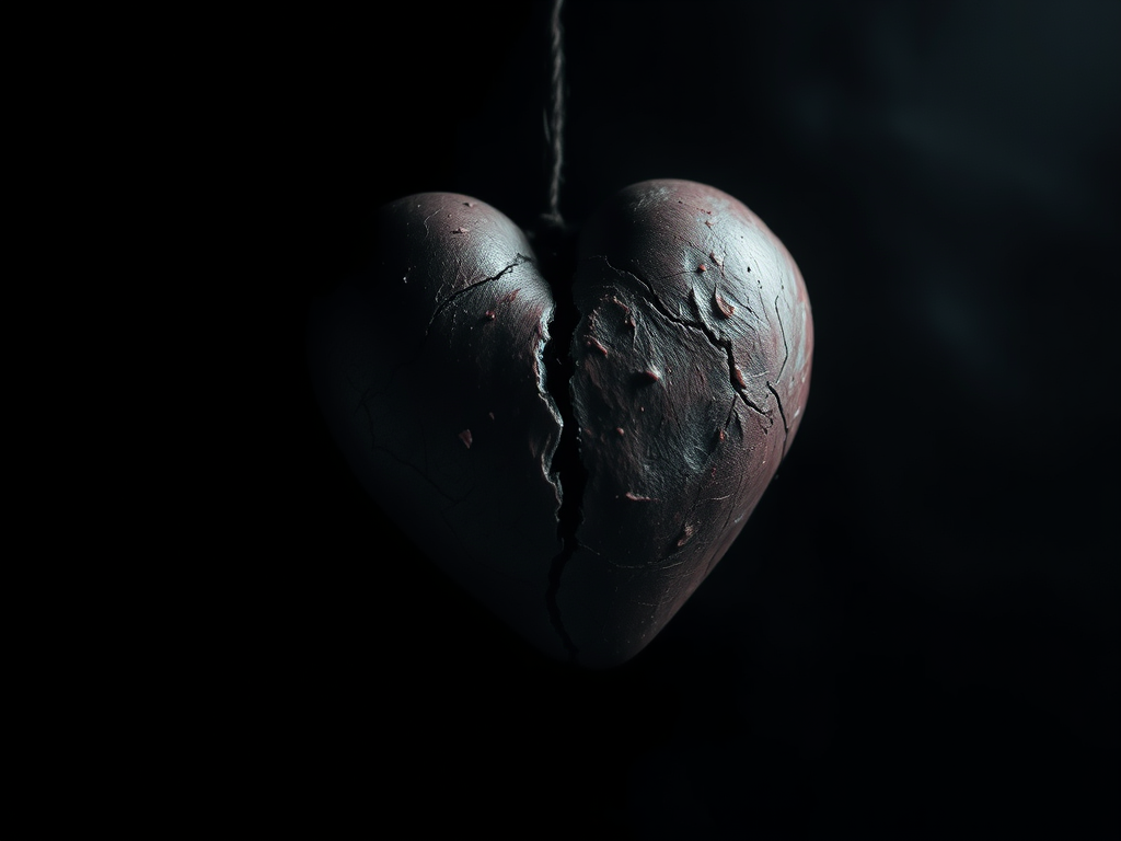 Heart broken and covered in darkness